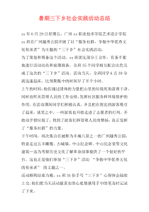 暑期三下乡社会实践活动总结