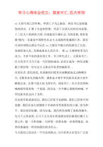 学习心得体会范文：国家兴亡,匹夫有则