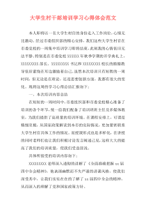 大学生村干部培训学习心得体会范文