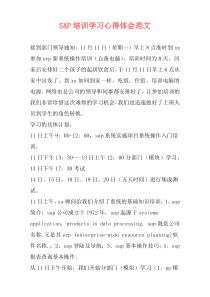 SAP培训学习心得体会范文
