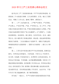 2020学习三严三实党课心得体会范文