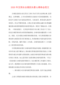 2020年支局长合规回头看心得体会范文