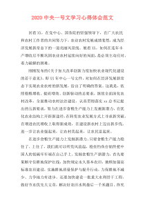 2020中央一号文学习心得体会范文