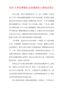 2020大学生寒假社会实践报告心得体会范文