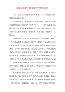 2020筑梦中国纪录片观看心得