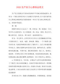 2020生产实习心得体会范文