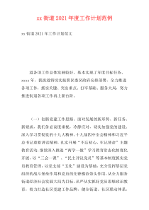 xx街道2021年度工作计划范例_2