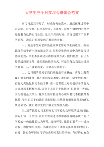 大学生三个月实习心得体会范文