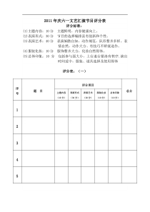 2011年庆六一文艺汇演节目评分表