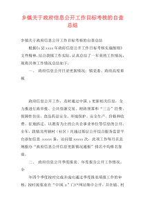 乡镇关于政府信息公开工作目标考核的自查总结