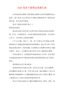 2020党员干部两会思想汇报