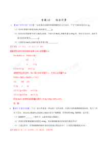 中考化学试题分项版解析汇编-综合计算