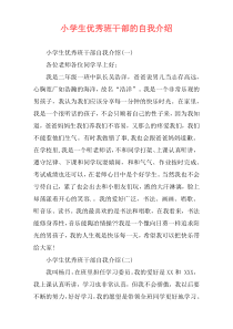 小学生优秀班干部的自我介绍