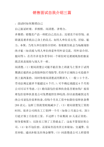 销售面试自我介绍三篇