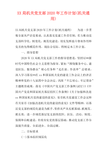 XX局机关党支部2020年工作计划(机关通用)