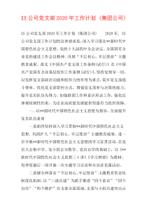 XX公司党支部2020年工作计划 (集团公司)