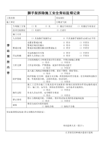 脚手架拆除监理旁站记录