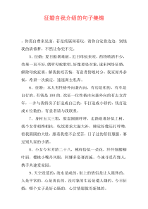 征婚自我介绍的句子集锦