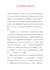 小升初有特色自我介绍