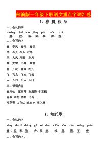 部编版一年级下册语文重点字词汇总