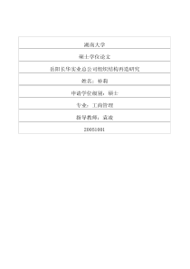 岳阳长华实业总公司组织结构再造研究