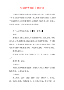 电话销售员的自我介绍