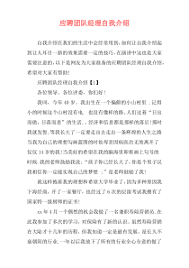 应聘团队经理自我介绍