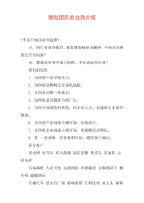 策划团队的自我介绍