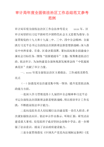 审计局年度全面依法治区工作总结范文参考范例