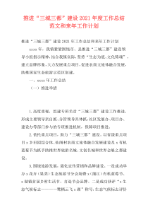 推进“三城三都”建设2021年度工作总结范文和来年工作计划