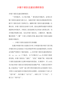 乡镇干部队伍建设调研报告