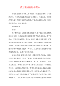 员工犯错检讨书范本