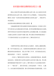 农村基本情况调研报告范文5篇