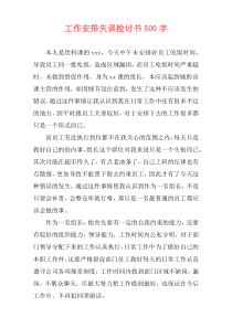 工作安排失误检讨书500字