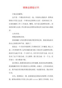 销售业绩检讨书