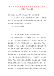 统计局2021年度上半年工作总结范文和下半年工作安排