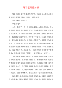 辱骂老师检讨书