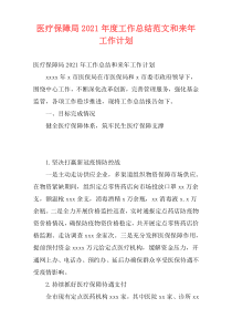 医疗保障局2021年度工作总结范文和来年工作计划