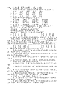 六年级小升初语文试卷及答案(人教版)