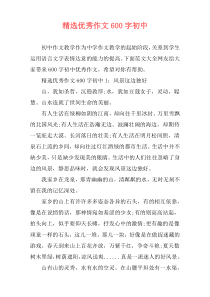 精选优秀作文600字初中