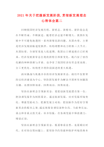 【精选】2021年关于把握新发展阶段-贯彻新发展理念心得体会篇二