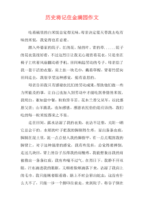 历史将记住金满园作文