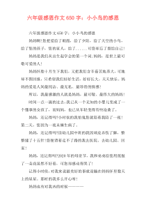 六年级感恩作文650字：小小鸟的感恩