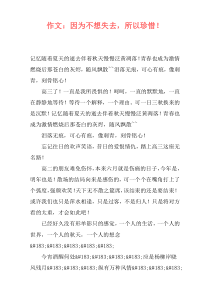 作文：因为不想失去，所以珍惜！