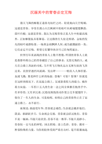 沉湎其中的青春必定无悔