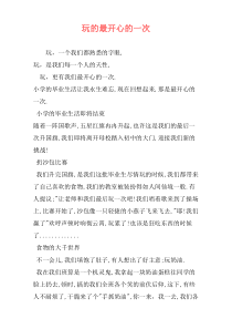 玩的最开心的一次