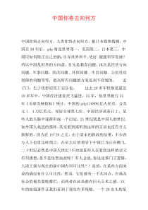 中国你将去向何方