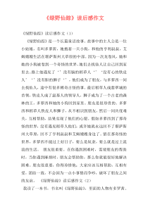 《绿野仙踪》读后感作文
