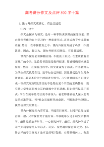 高考满分作文及点评800字十篇