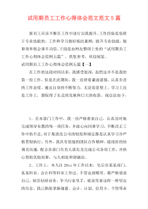 试用期员工工作心得体会范文范文5篇